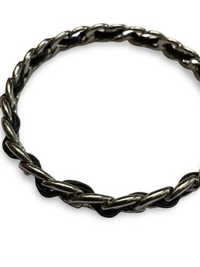 Vintage Braided Bangle Bracelet - Silver & Black